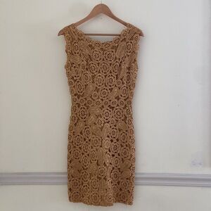 Showstopper Vintage Gold Crochet Dress & Jacket Set
